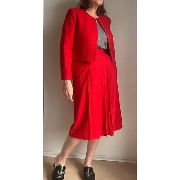 Vintage Pendleton Womens Wool Suit Skirt Set Red Size Small Ladylike Looks - Picture 11 of 11